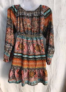 3229.. Bohemian Print Tiered Dress