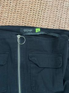 Black Cargo Mini Skirt with Zip
