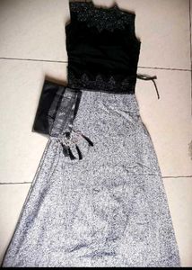 Elegant Black & Grey Lehenga Choli