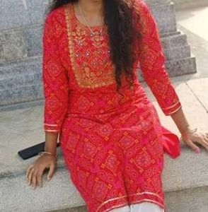 Vibrant Red Printed Kurta
