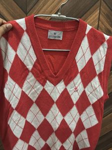 Women's Red Argyle V-Neck Sweater Vest