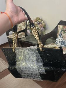 Chic Black Embossed Handbag