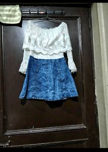 Cute Acid Wash Denim Skater dress