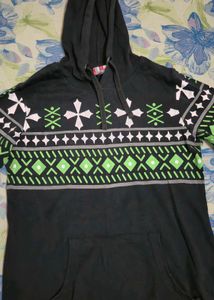 Patterned Black Hoodie