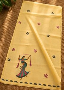 Yellow Cotton Saree with Floral Print