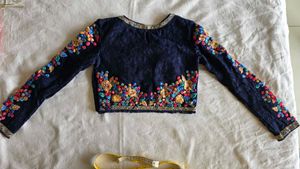 Embroidered Navy Blue Blouse