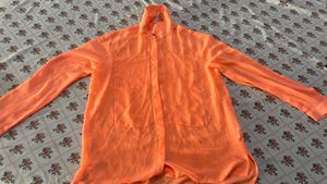 Sheer Orange Sun Cover-Up Top