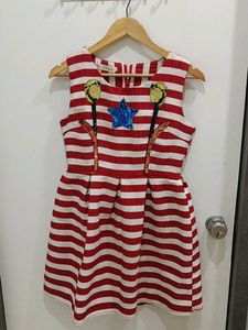 Red & White Striped Dress with Sparkle
