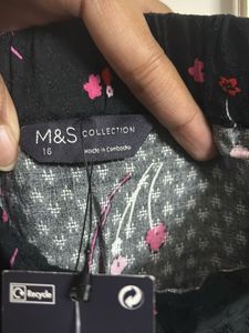 Black Floral Print Midi Skirt