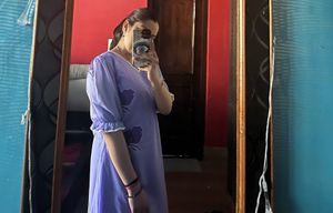 Vintage Lavender Floral Maxi Dress