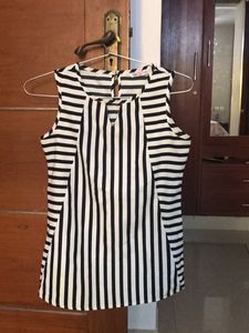 White Strip Sleeveless Top