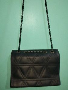 Combo Black Chain Strap Bag And Beige Sling Ba