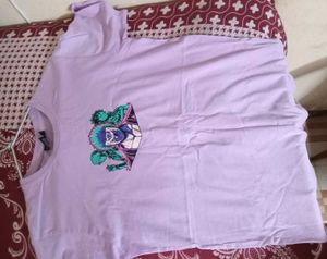 Anime Graphic Print Lavender T-Shirt