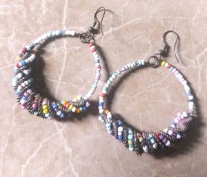 Colorful Beaded Hoop Earrings
