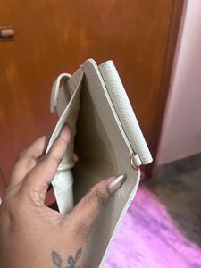 White Leather Cell Phone Crossbody Bag