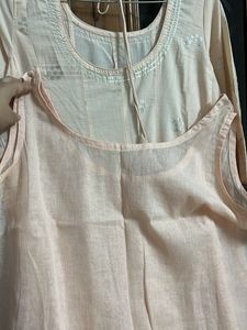 Peach Kurta Set with Silver Embellishments