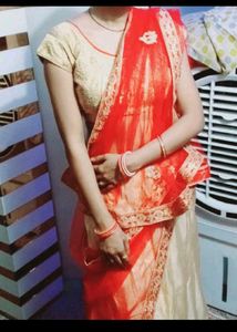 Elegant Orange &amp; Gold Lehenga Choli