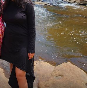 Black Asymmetrical Midi Dress