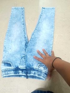 Acid Wash Denim Jogger Jeans