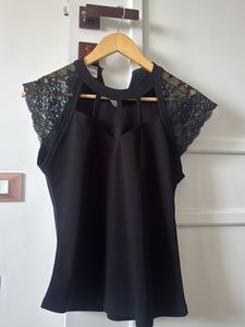 Chic Black Lace Sleeve Top