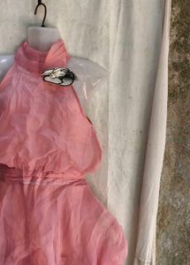 Chic Pink Halter Neck Dress