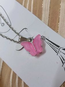 Cute Pink Butterfly Necklace