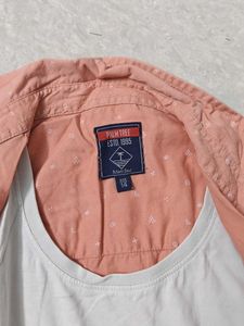 Salmon Short Sleeve Shirt w/ Tee - Size M