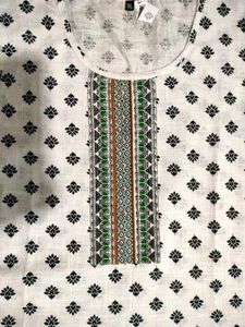 White Kurta with Black Print