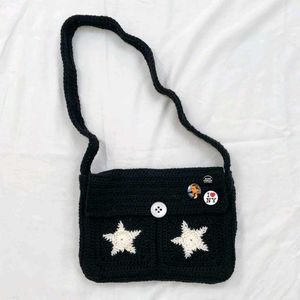 Crocheted Star Messenger Bag