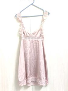 Dusty pink satin chemise slip