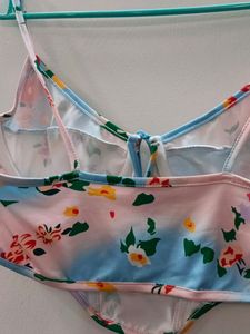 Urbanic Blue And Pink Floral Crop Top