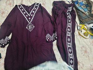Stylish Wine Dhoti Cord set in xl size