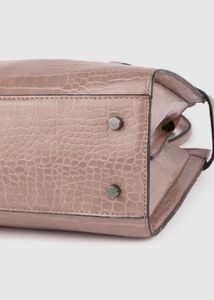 Stylish Beige Croc Embossed Handbag
