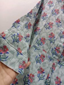 Beautiful Blue Floral Shirt Kurta