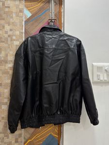 Oversized Black Faux Leather Jacket