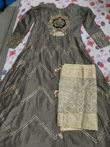 Elegant Grey Kurta Set with Dupatta