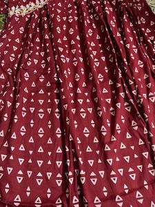 Maroon Printed Kurta Set