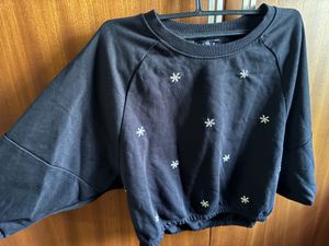 Black Embroidered Crewneck Sweatshirt
