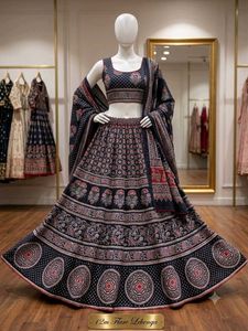 Elegant Ajrak Printed Lehenga Choli Set