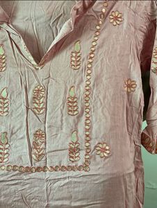 Elegant Pink Kurta Set  with Embellishments