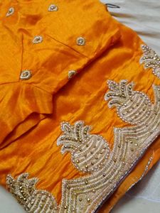 Embellished Orange Silk Top