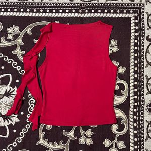 Stylish Red Ruffled Top