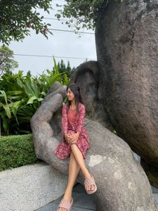 VINTAGE Beautiful Maroon Printed Dress