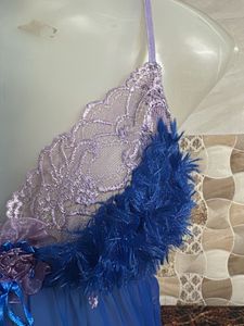 Blue Teddy Nightdress with Fur Trim