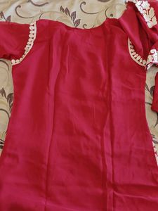 Beautiful Red Kurta with White Embroidery