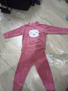 Cute Cat Pink Velour Set