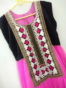 Magenta Colour Anarkali Pattern Kurti/Ethnic Gown