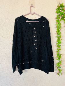 Chic Black Cutout Knit Sweater