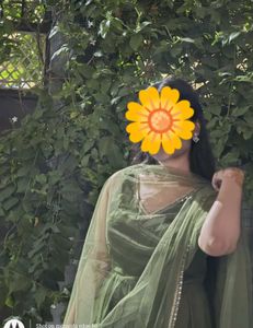 Olive Green Sleeveless Anarkali Kurta Set