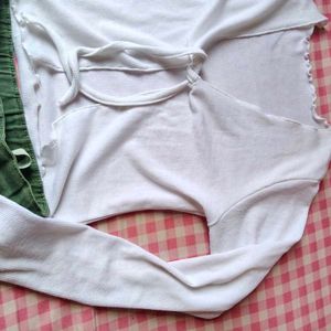 White Tie-Front Long Sleeve Top